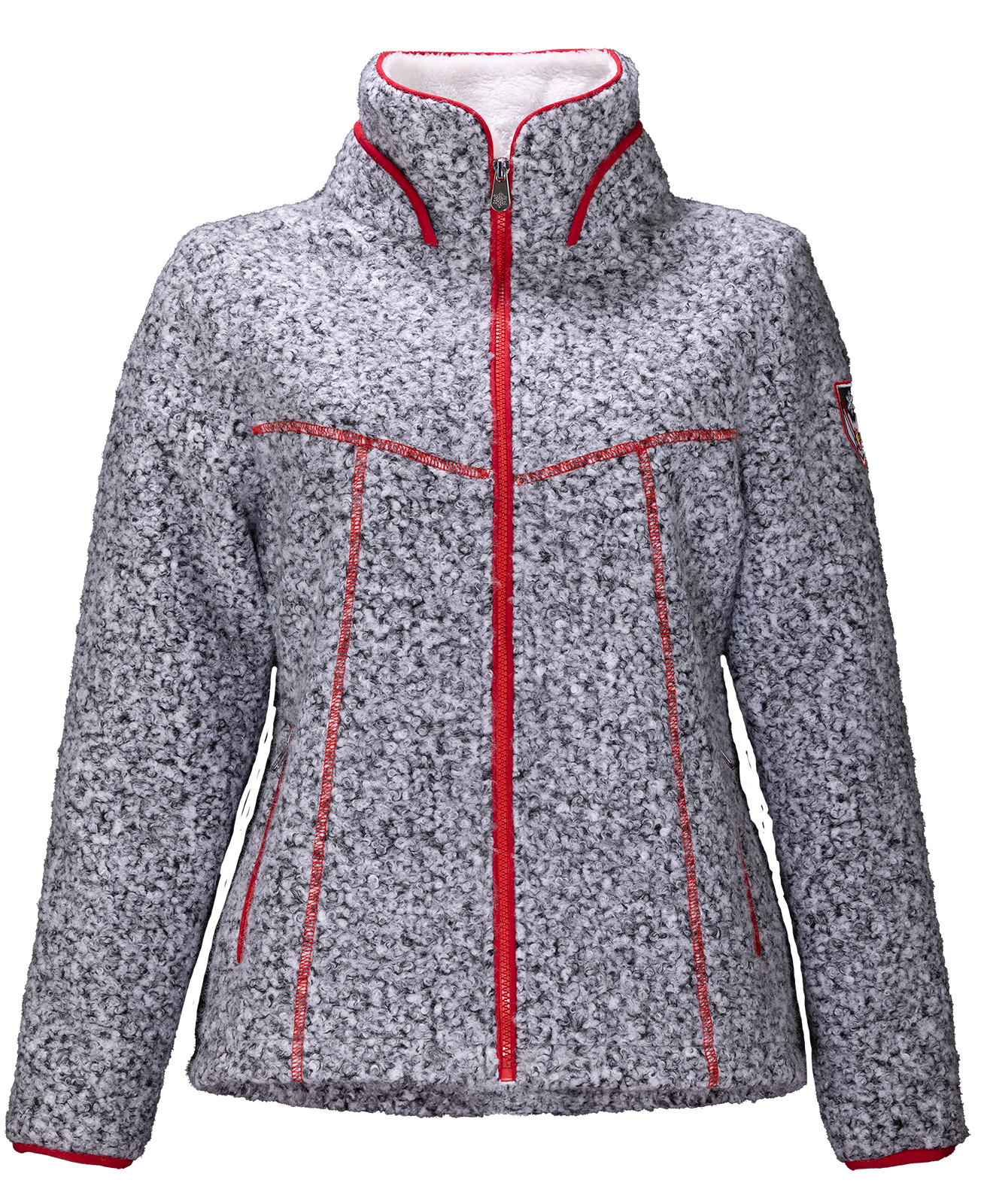 Veste femme laine bouillie Elise gris chiné 1 veste femme laine bouillie polaire gris chine angele sportswear
