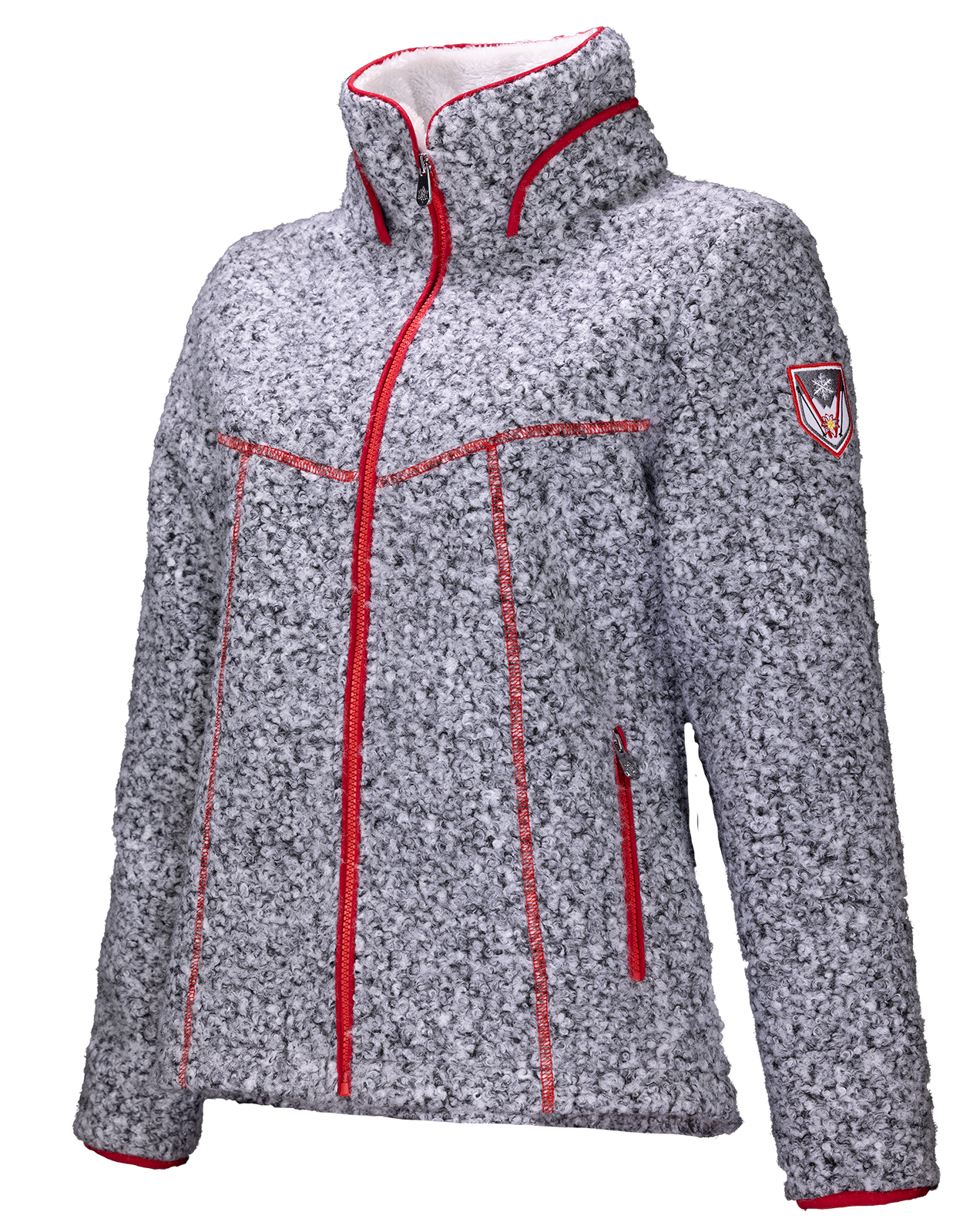 Veste femme laine bouillie Elise gris chiné 2 Veste femme laine bouillie Elise gris chiné – Image 2