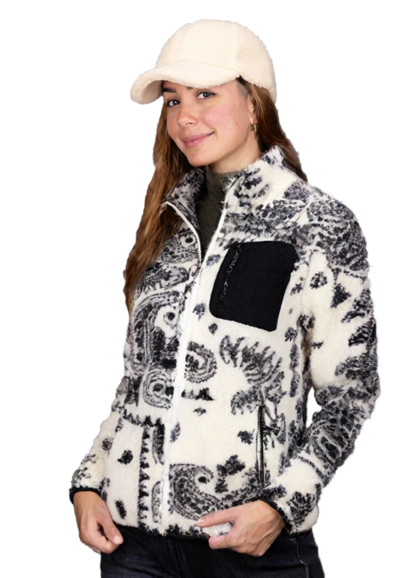 veste sherpa jacquard blanc noir Angela , angele-sportswear